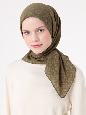 Miray Fort Eşarp Halka Desen Asker Yeşili
