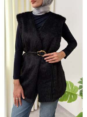 Salih Çelebi Siyah Kemerli Kürk Yelek