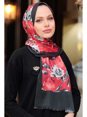 Neva Style Çiçek Desenli Siyah Şal 51820s