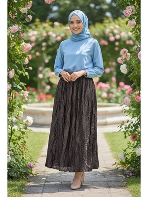 Neva Style Buruşuk Koyu Haki Etek 9227khk