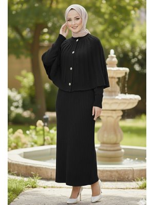 Benguen Siyah Bolerolu Triko Elbise