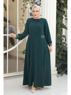 Neva Style Pile Detaylı Zümrüt Yeşili Ferace 45271zy