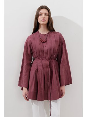 MANUKA Nervürlü Geniş Kollu Tunik Gülkurusu