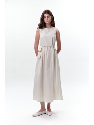 MANUKA Kemer Detaylı Kolsuz Elbise Taş