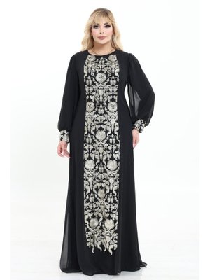 Ladies First Büyük Beden Siyah Uzun Abiye Elbise