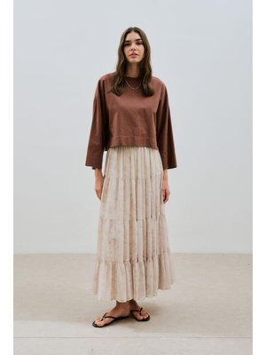 MANUKA Uzun Büzgülü Şifon Etek Blush