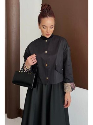 Podyumplus Siyah Yan Cepli Kısa Trenç