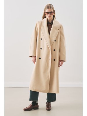 MANUKA Bej Kruvaze Yün Palto