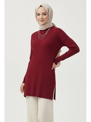 Tofisa Bordo İnterlok Yırtmaçlı Tunik