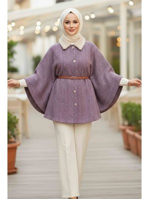 Tofisa Fuşya Fusya Zikzak Desenli Kemerli Pamço