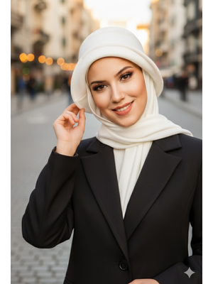 AİŞE TESETTÜR Beyaz Atkılı Vintage Şapka