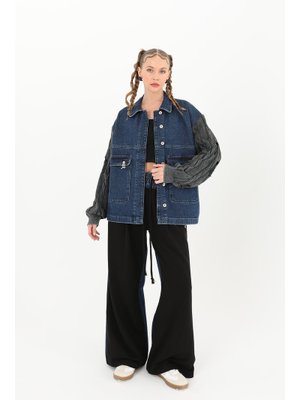 Podyumplus 32041ckt Triko Kol Detaylı Denim Ceket