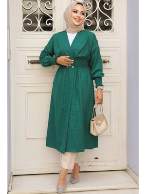 Neva Style Düğme Kapamalı Zümrüt Yeşili Kap 11872zy
