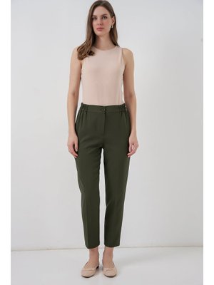 Bigdart Haki Beli Lastikli Kumaş Pantolon