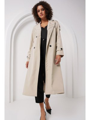 Bigdart Taş Kruvaze Yaka Uzun Trençkot