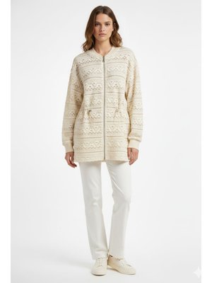 Podyumplus Örgü Dokulu Fermuarlı Ceket