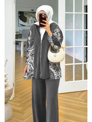 Bestenur Antrasit Desenli Oysho İkili Takım