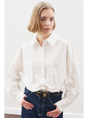 MANUKA Ekru Crop Balon Form Gömlek