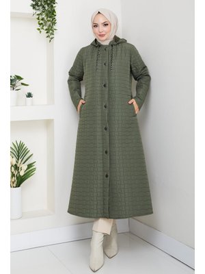 Pamuk Butik Zincir Detaylı Kapüşonlu Kapitone Mont