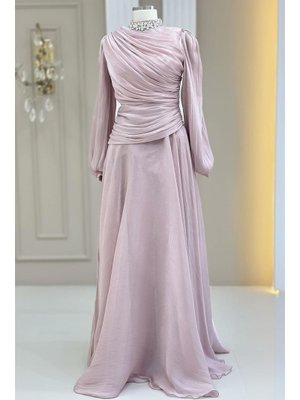 Amine Hüma Pudra Nergis Abiye Elbise