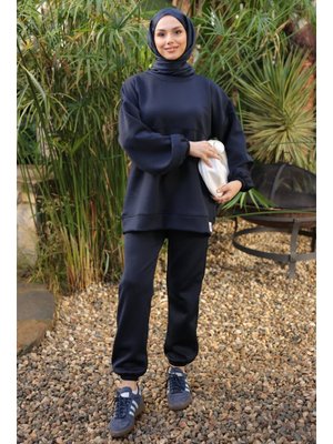 İmaj Butik Koyu Lacivert Armalı Tunik Pantolonlu Takım