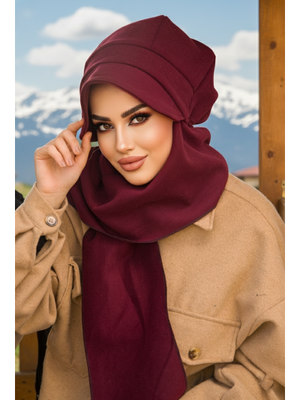 AİŞE TESETTÜR Bordo Hazır Atkılı Şapka