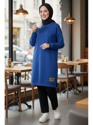 Tofisa Saks Armalı Yırtmaç Detaylı Vortex Tunik