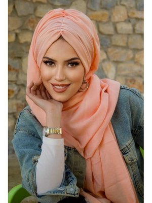 AİŞE TESETTÜR Somon Büzgülü Hazır Şal