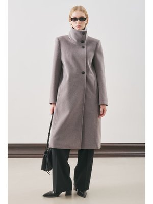 MANUKA Soft Gri Premıum Kaşe Trench Tasarımlı Kaban