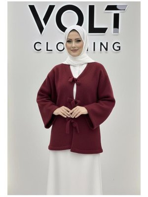 Volt Clothing Bordo Fiyonk Detaylı Hırka