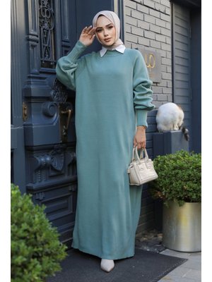 Neva Style Mint Triko Elbise 100013mınt