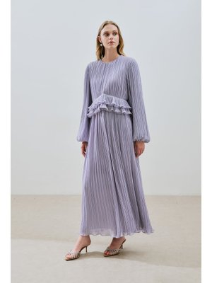 MANUKA Lila Mila Piliseli Katlı Elbise