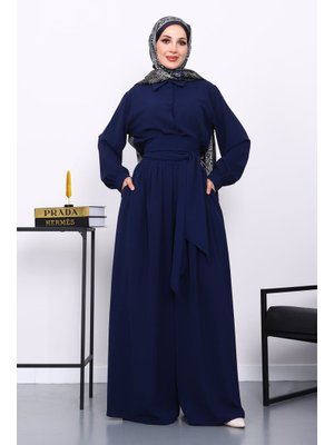 İmaj Butik Lacivert Bel Lastikli Tulum