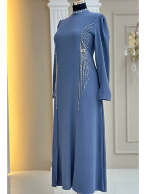 Amine Hüma Gri Duru Abiye Elbise