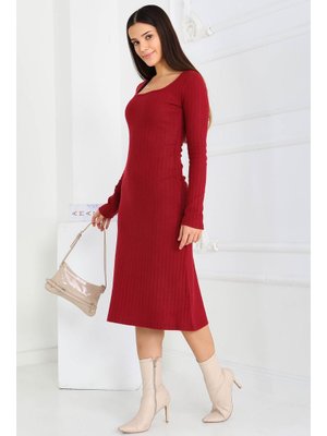 Tofisa Bordo Kare Yaka Fitilili Kaşkorse Elbise