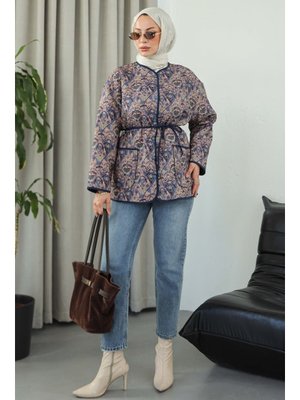 Tofisa Lacivert Lacıvert Cepli Etnik Desenli Çıtçıtlı Ceket