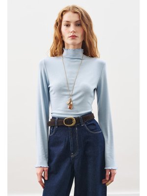 MANUKA Mavi Balıkçı Yaka Bluz