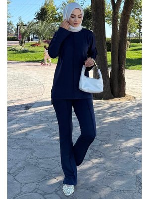 Benguen Lacivert Dikiş Detaylı İkili Takım