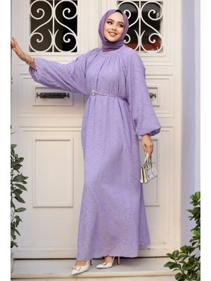 Neva Style Desenli Lila Elbise 14291lıla