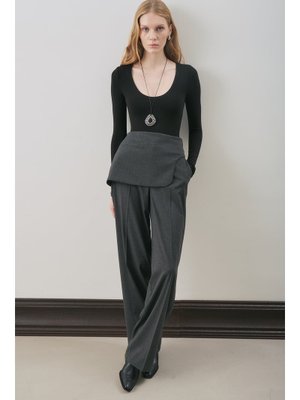 MANUKA Antrasit Klasik Kesim Kumaş Pantolon