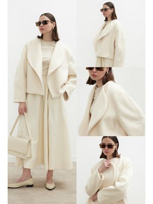 MANUKA Ekru Jacquelıne Kısa Kaşe Kaban