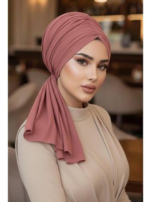 AİŞE TESETTÜR Koyu Pudra Tokalı Abiye Bone Şal