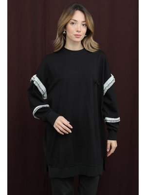 Podyumplus 10718tun Kolları Fırfır Detaylı Tunik