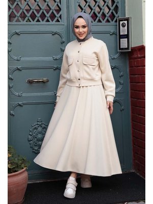 Neva Style Düğmeli Taş Etekli İkili Takım 12261tas