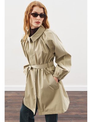 MANUKA Haki Oversıze Bağlamalı Midi Trençkot