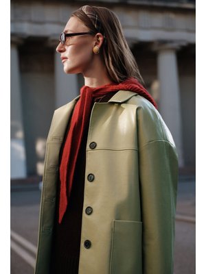 MANUKA Sarı Klasik Kesim Deri Ceket