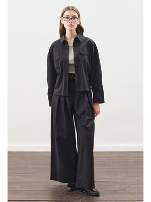 MANUKA Siyah Dikiş Detaylı Bomber Gömlek