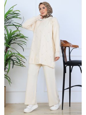 Benguen Taş Rengi Taşlı Triko Takım