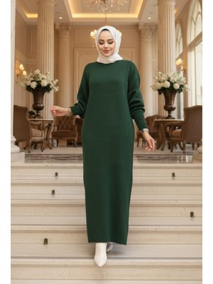 Neva Style Zümrüt Yeşili Triko Elbise 17205zy