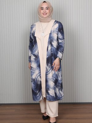 Moda Gazel Lacivert Desenli Takım